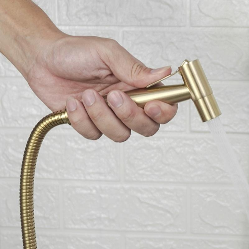Black Stainless Steel Handheld Sprayer Bidet Shower Shattaff with Shower Hose and Bracket for Bathroom Toilet Hot Cold Water