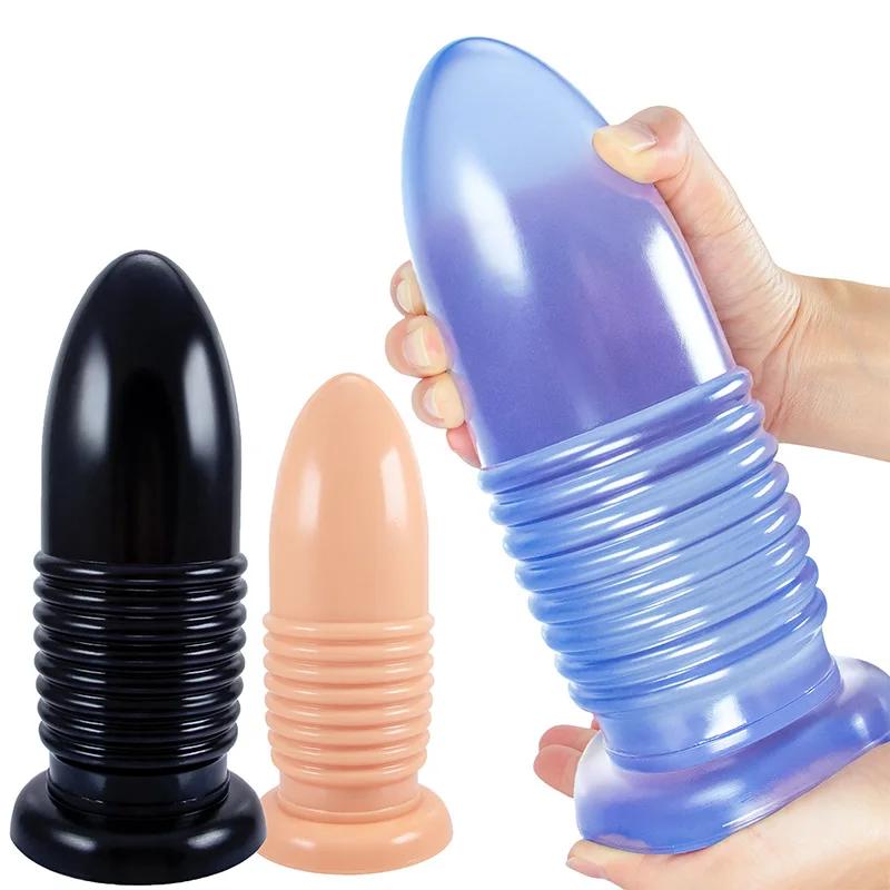 New Transparent Thick Anal Plug Adult Erotic Masturbation Massager  Expander for Unisex PVC Dildo Fisting Strap on Cock