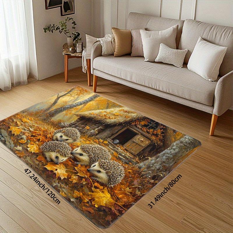 VIKAMA Cute Hedgehog Foraging Carpet Doormat Waterproof Floor Mat Welcome Mat Rug For Bedroom Carpet For Live Room Home Dec