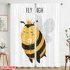 2pcs 2D flat printing Curtains Cute Bee Flower Flying Polyester Without Electricity Festive Wall Decor Perfect for Indoor
