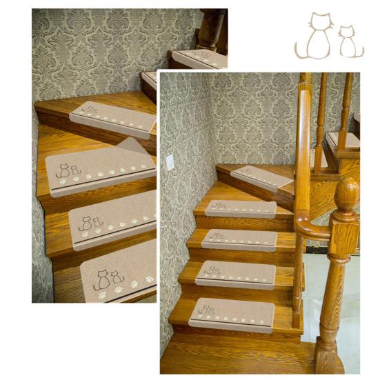 Step Mat Cartoon Pattern No Residue Easy Installation Anti-Slip Surfaces Floor Mat Wooden