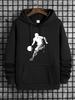 Men's New Basketball Print Casual Sweatshirt, Fashionable Drawstring Hoodie, Autumn/Winter Top, Comfortable and Versatile Long-Sl