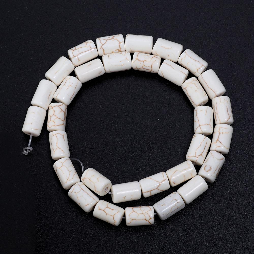 Natural Turquoise Stone Beads Blue White Cylinder Tube Shape Loose Spacer Beads For DIY Charm Bracelet Necklace Jewelry Making