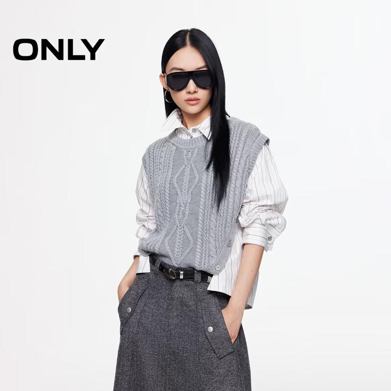 

ONLY 2025 Autumn Faux Two-Piece Striped Lace Knit Shirt S