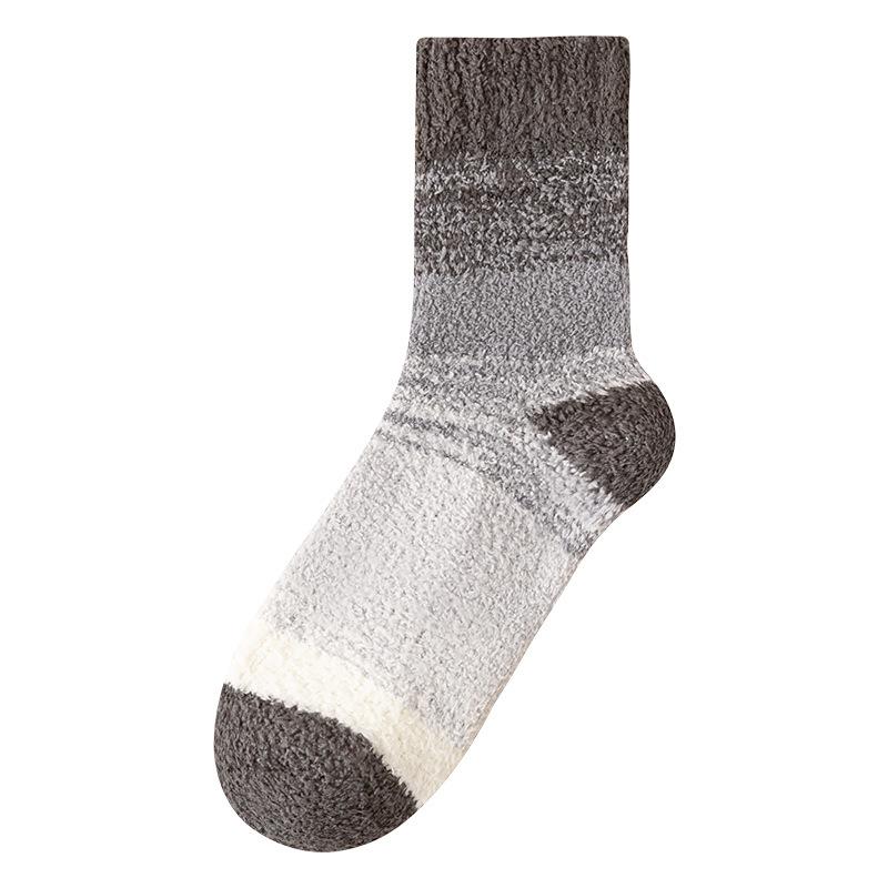 Autumn and Winter Men's Coral Fleece Tie-dyed Floor Socks, Men's Home Thickened Warm Mid-calf Socks, Casual Men's Socks