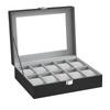 SONGMICS Watch PU with Transparent Watch Accessory Storage Case, 10-Watch Capacity, Material, Window, Box,