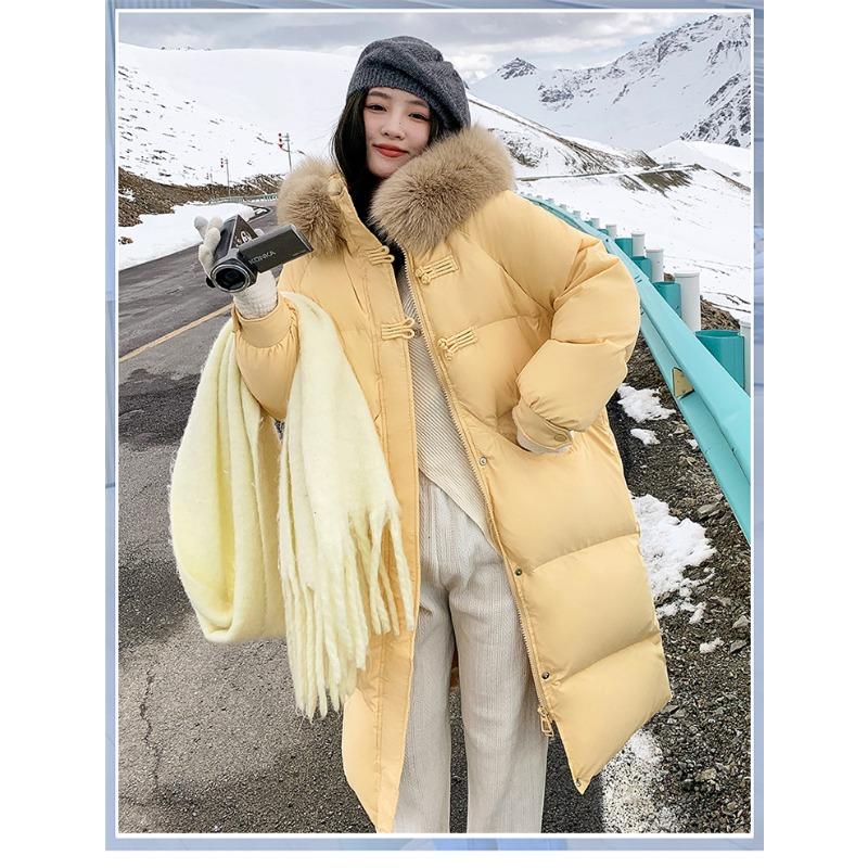 

Пуховик женский средней длины новый популярный модный корейский дизайн Feeling Winter Thick выше колена S