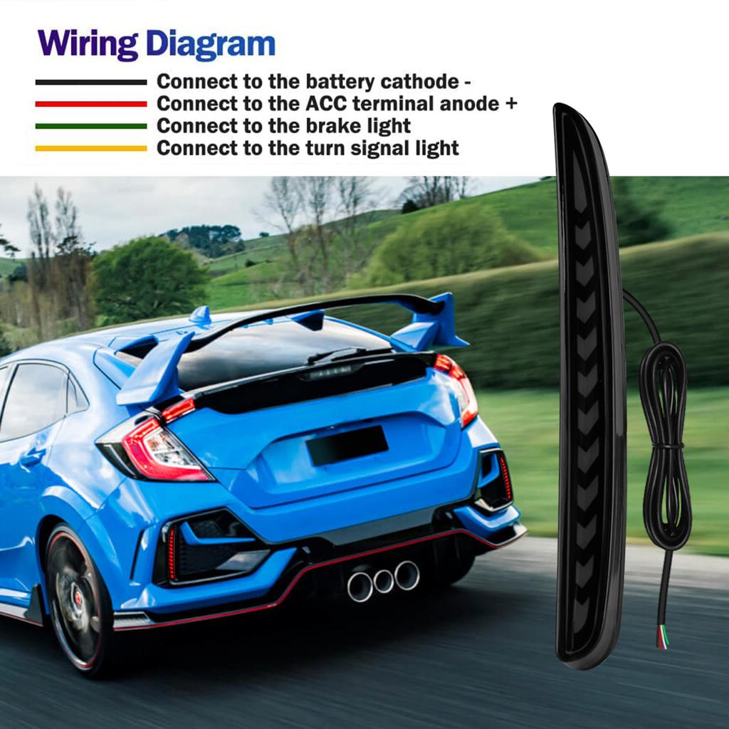 For Honda Civic Type-R Sl Hatchback 2016 2017 2018 2019 2020 LED Rear Bumper Reflector Lights Brake Dynamic Turn Signal Lamps