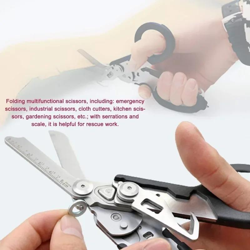 Hot Selling Tactical Multifunction Scissor Raptors First Aid Expert Folding Scissors Outdoor Survival Tool Combination Gadget