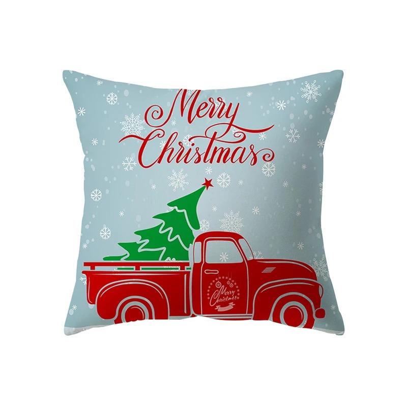 Cute Santa Claus Christmas Theme Printed Pattern Cushion Cover For Home Living Room Sofa Decoration Square Pillow Cover