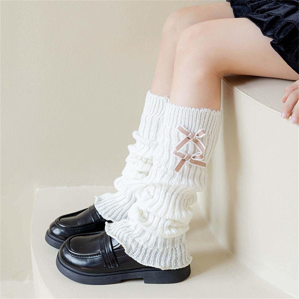 Soft Cotton Long Stockings Bow Calf Sock Sweet Knitted Socks 3-12 Year Children