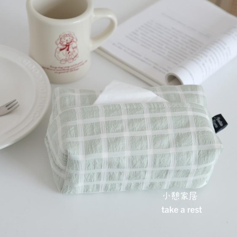ins style Korean tissue cover i Korean Nordic French paper drawing storage bag tissue box plaid tulip