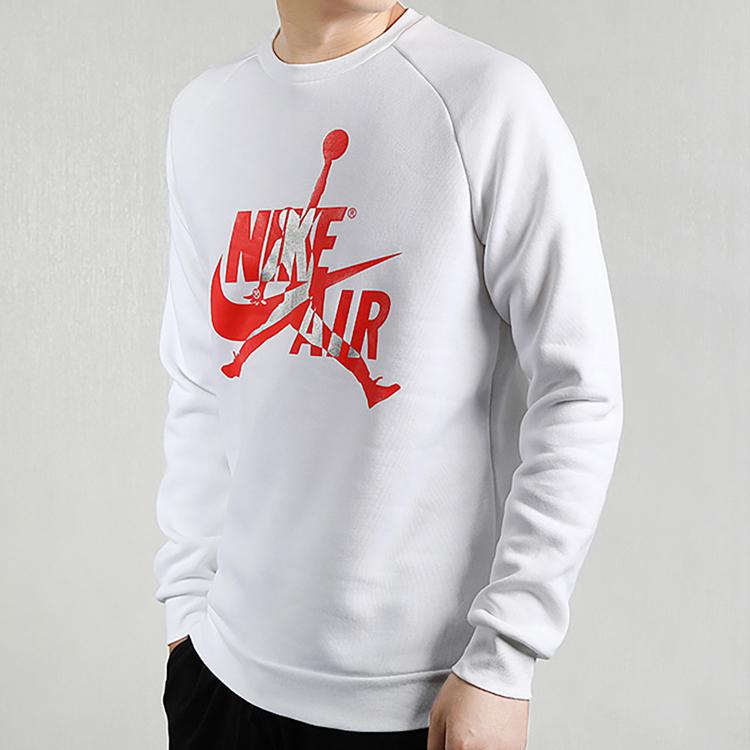 Jordan Logo Print Crew Neck Loose Casual Long Sleeve Sweatshirt Men Tops White BV6007-100