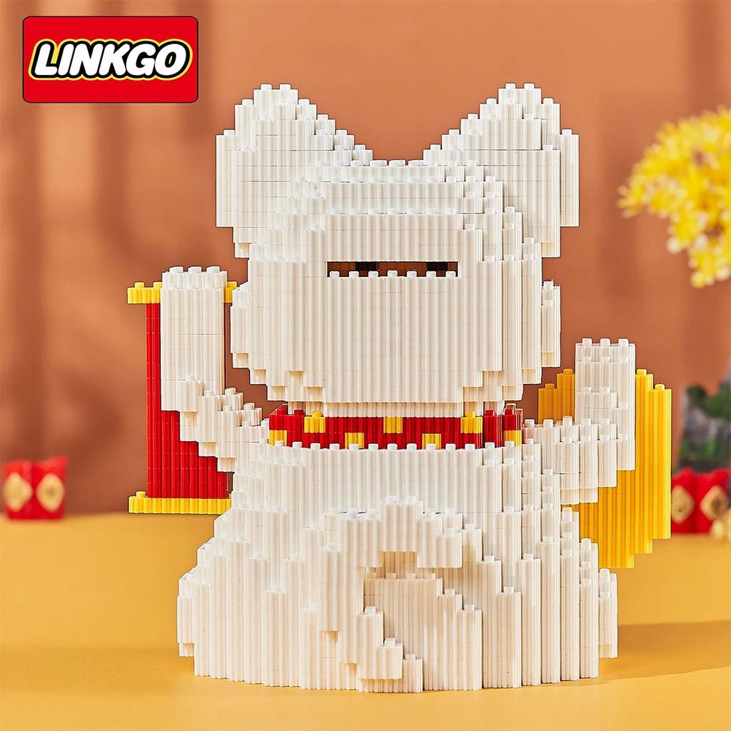 Funny Lucky Cat Diamond Building Blocks Welcoming Money Rich Cat Assembled Mini Bricks Decorations Toy For New Year Gift