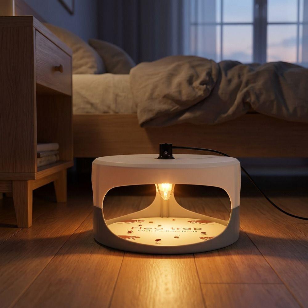 Round Shape Pest Control Capture Trap Effective Flea Trap Light Insect Catcher Indoor Use