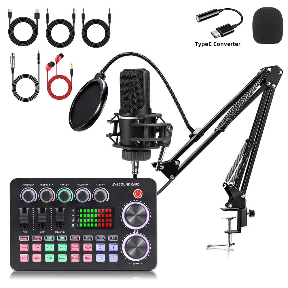 X1 Large Diaphragm Microphone & Sound Card Set with Boom Arm for Streaming