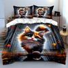 "Autumn Cat Artwork Set" Soft Comfortable Duvet Cover Bedding Set Included 1*Duvet Cover & 2*Pillowcases Gift