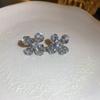 Blue Oil Drop Crystal Flower Round Earrings Stud Earrings Design Sense Niche