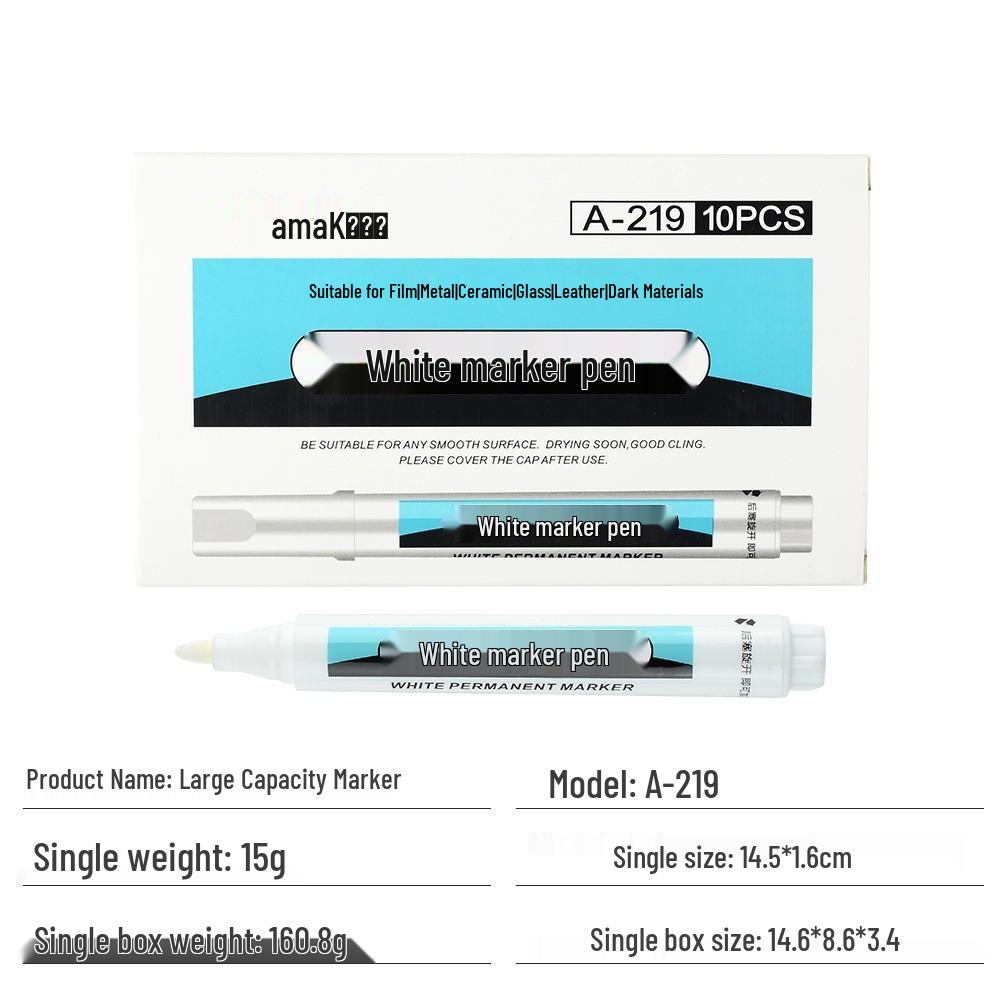Odorless White Water-Based Fine Tip Marker for Black Card, Fade-Resistant Graffiti and Tire Highlighting