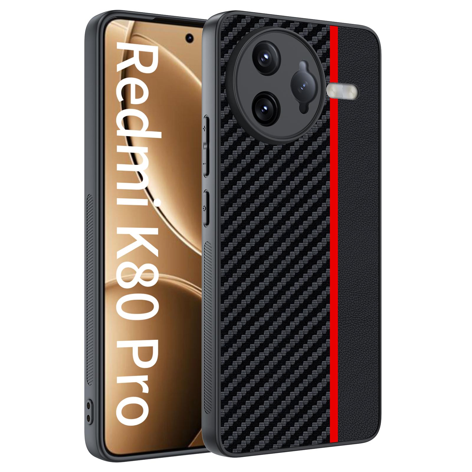 

Для Xiaomi Poco F7 Ultra 5G/Redmi K80 Pro 5G Чехол Текстура углеродного волокна Ультратонкий ПК Чехол для телефона Black+Red