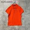 Used Half Zip Short Sleeve Polo Shirt Pony Embroidery Pique Orange M