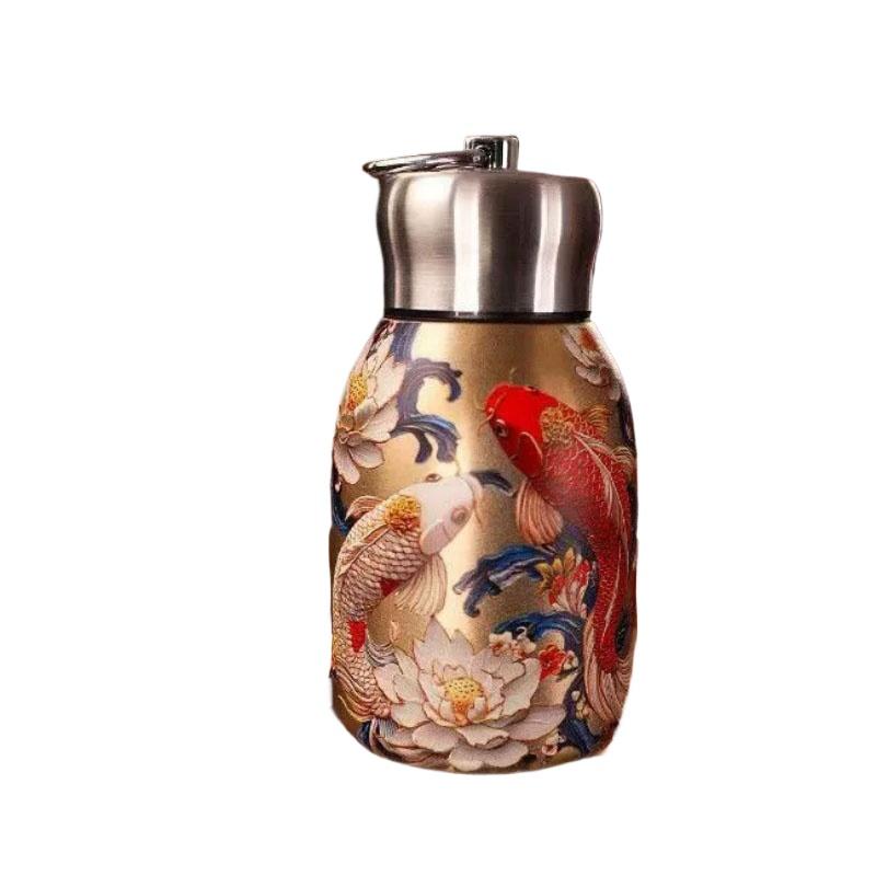 Guochao Small Fat Ding 316 Stainless Steel Thermos Cup with Pull Ring Simple Fashion Pocket Thermos Cup  Hydro Flask 300ml