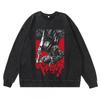 Schwergewicht 360g Gewaschener Vintage Berserk Anime Streetwear Baumwolle Pullover Hoodie Herren