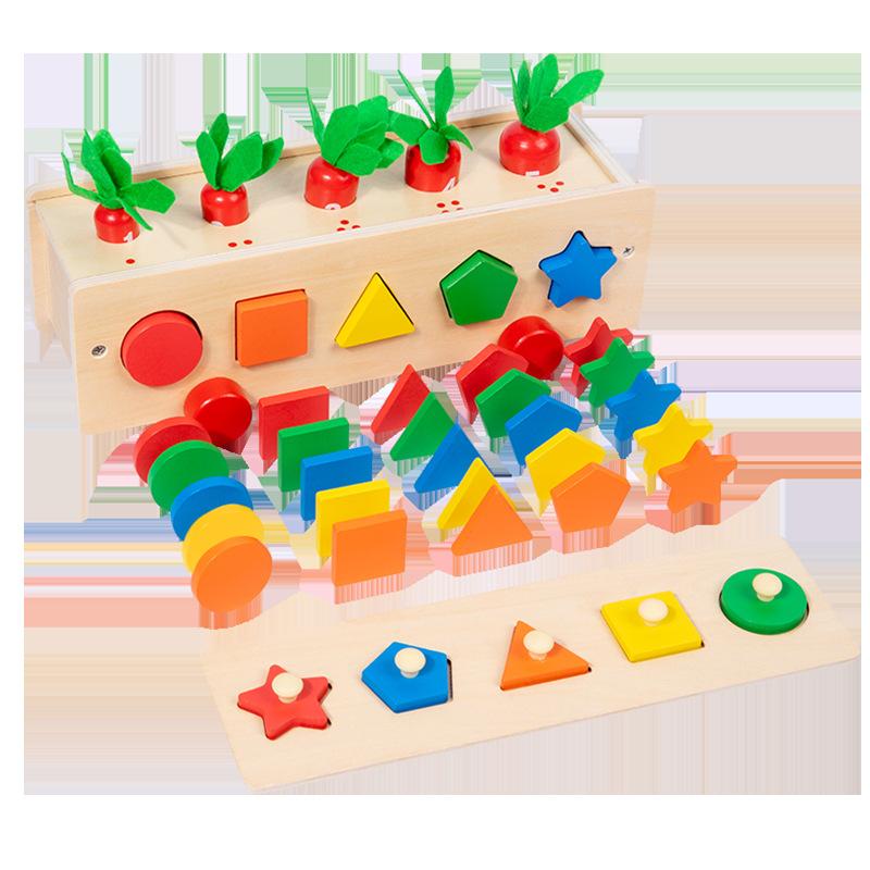 Montessori Wooden Children'S Classification Shape Color Cognition Matching Box Learning Box Teaching Aids Exercise Fine Action Toys