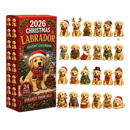 Acrylic Collectible Toys 2026 Dog Christmas Advent Calendar, 24-Day Ornament Set with Mini Puppy New Year Celebration Gift Figures, 2D