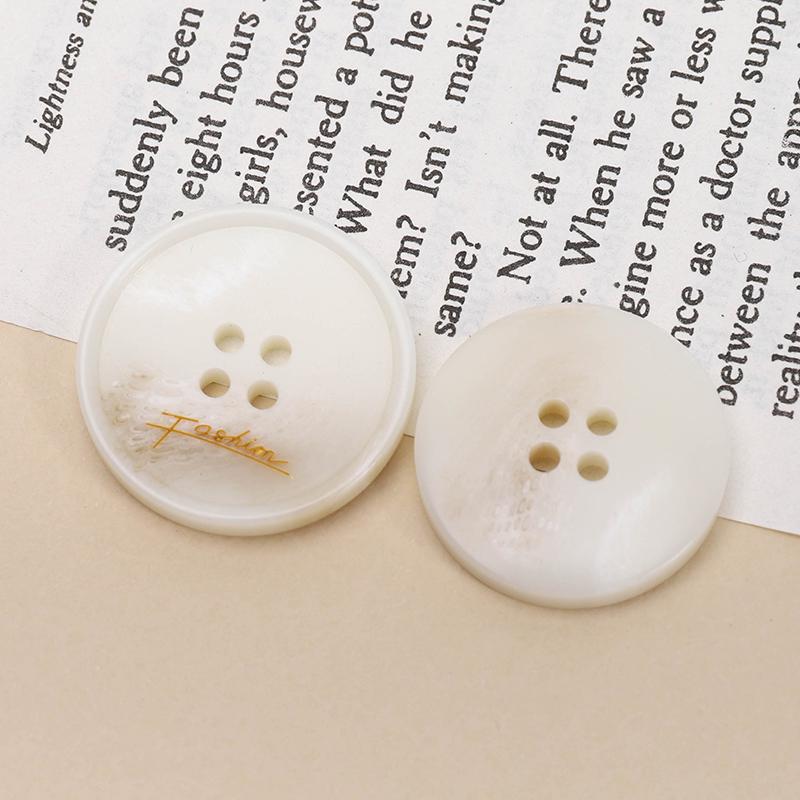 Versatile Beige Resin Coat Buttons: Summer Wear Woolen Round Four-Hole Design for Men and Women