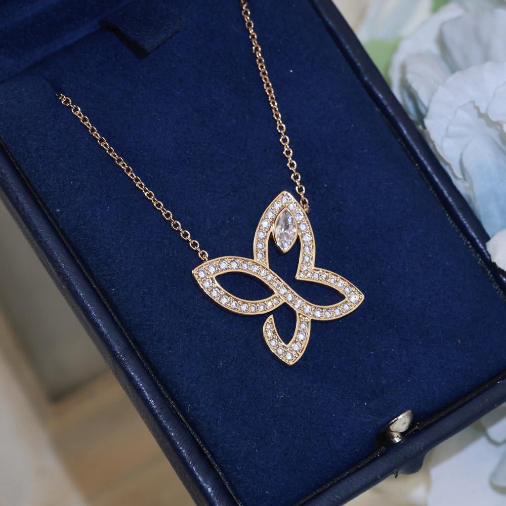 Butterfly necklace  sub gold material with flying saucer earplugs, electroplated 18k gold with logo, high-quality and exquisite version
