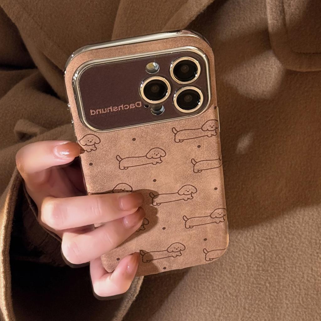 Funny Lines Puppy Velvet Cloth Suitable for Apple 15 Mobile Phone Case Iphone16promax Lanyard Full Cover Soft