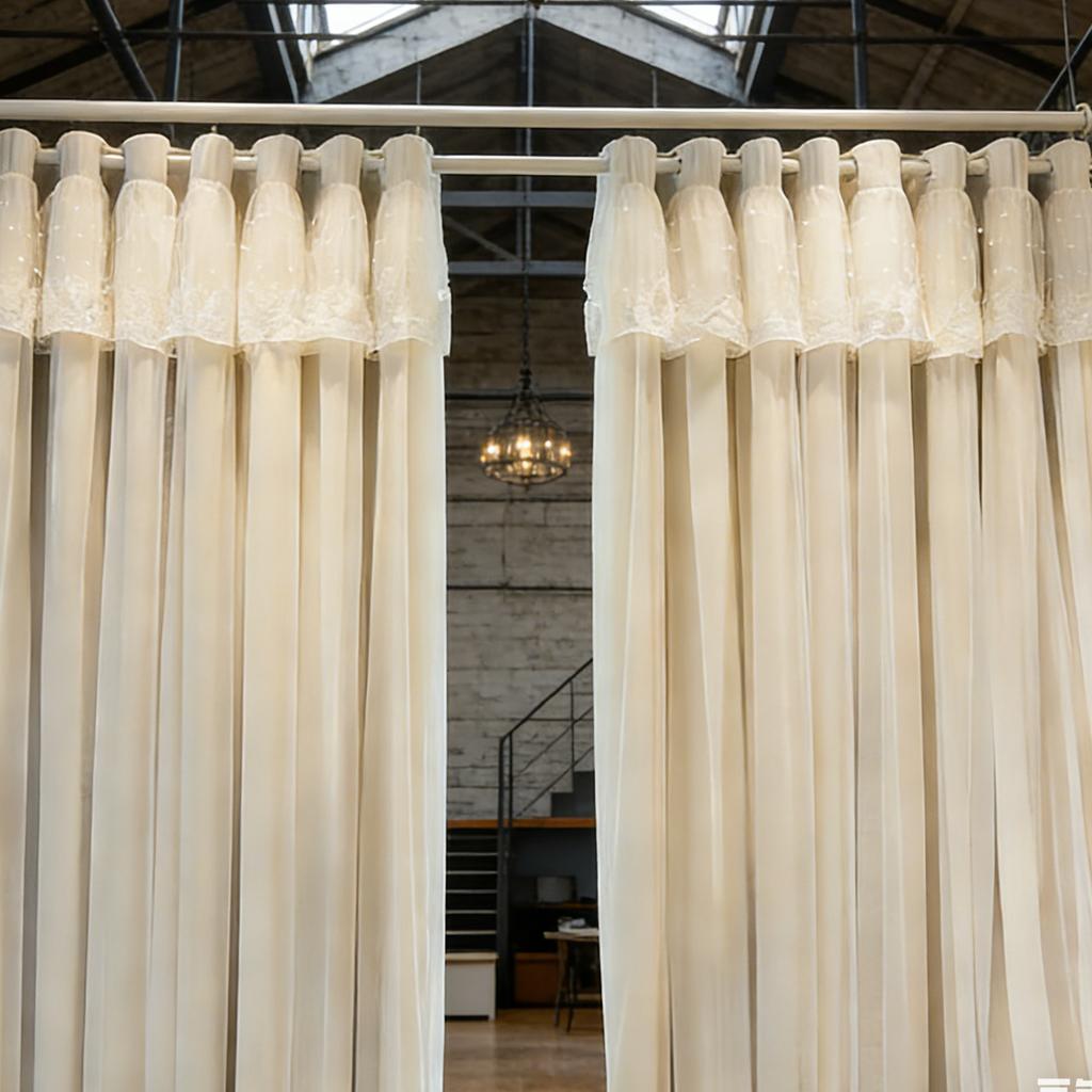 2Pcs   French Country Double Layer Curtains, Lace Sheer & High Density Blackout Arch Curtain for Living Room Kitchen