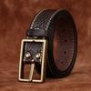 Thickened Retro Embossed Trend Versatile Leather Belt Men'S First Layer Cowhide Bison Leather Pattern Jeans Belt Men'S