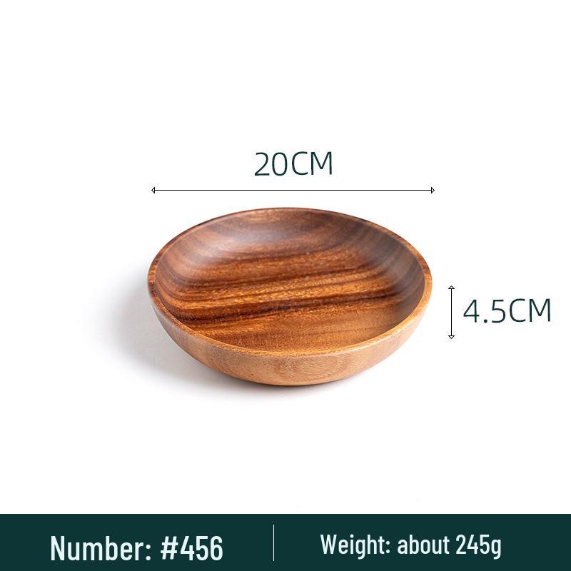 Acacia Wood Round Fruit Bowl: Japanese Tray for Snacks, Dried Fruits, or Desserts