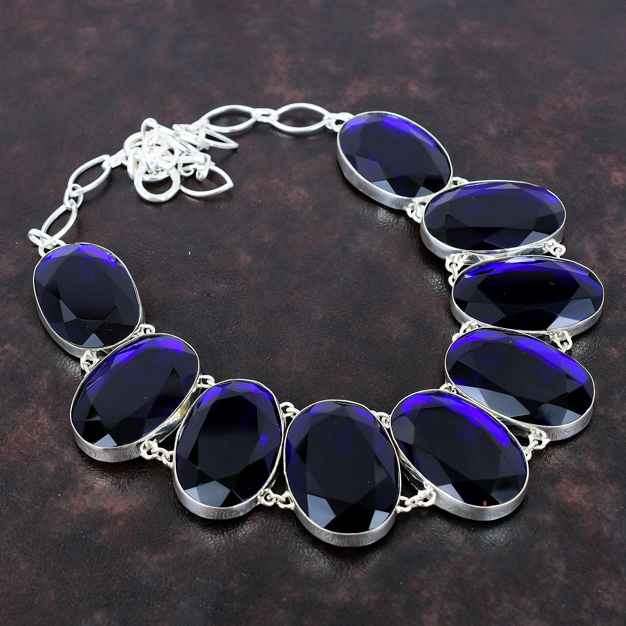 

Ожерелье из граненого танзанитового кварца, ожерелье из стерлингового серебра 925 пробы, регулируемое ожерелье-цепочка, ювелирные изделия из драгоценных камней для подарка, удивительное ожерелье ручной работы Adjustable