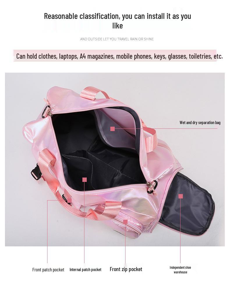 Women's Large Capacity Pearlescent Waterproof Swim Bag, Multi-functional with Wet/Dry Separation for Sports, Fitness, and Travel.