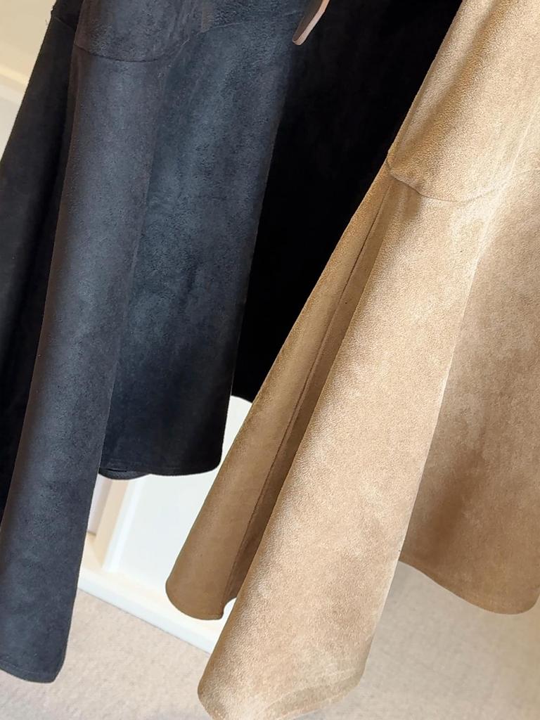 Women's Retro Suede High-Waist Bodycon Midi Skirt