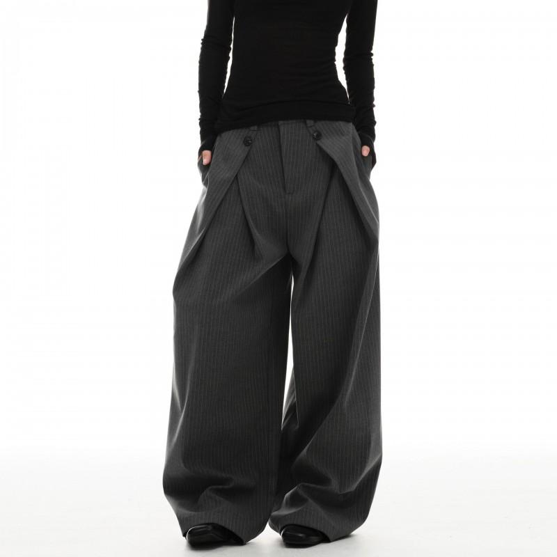 High-Waisted Pleated Wide-Leg Trousers Women Men Comfortable Loose Fit Casual Pants 2025