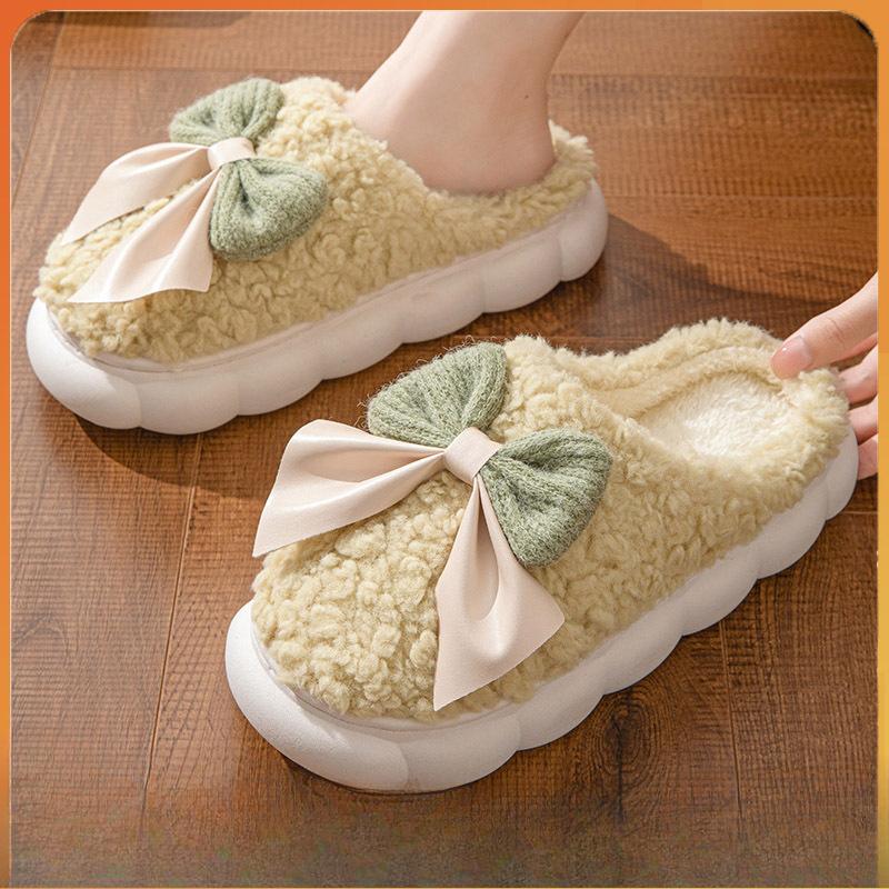 Bow Shoes, New Cotton Shoes, Indoor Warm Cotton Slippers