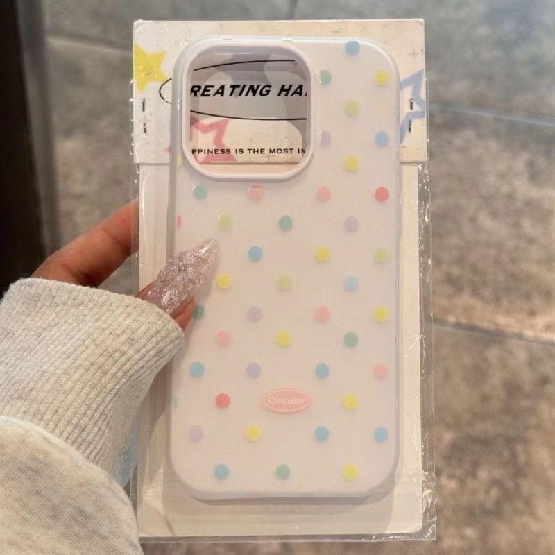 

Dopamine Full Screen Polka Dots Suitable for Apple 16 Promax Mobile Phone Case IPhone 15 New Large Hole Jelly Case 17 IPhone 17promax