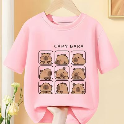 Children's Clothing Kawaii Cartoon Anime Capybara Short Sleeve T-shirt Cute Capybara Lover Animal Capybaras Harajuku Tshirt Gift