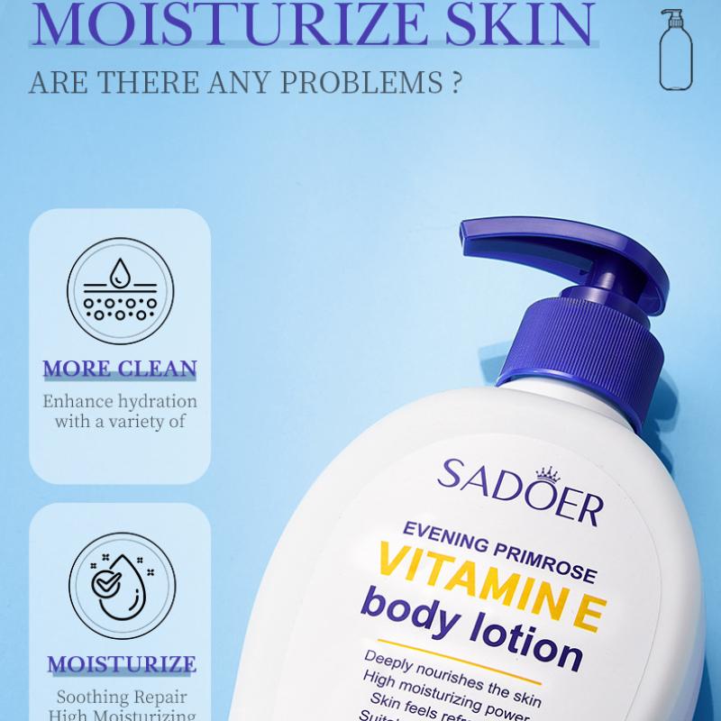 Lotion Corporelle Vitamine E SADOER Onagre Hydrate et hydrate tout le corps