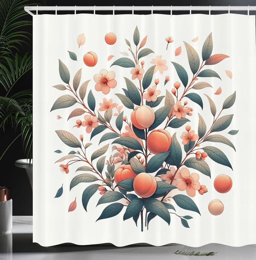 Colorful Shower Curtain, Oriental Boho Flourishing Mandala Flower and Aquarelle Look Hues Print, Cloth Fabric Bathroom Decor Set