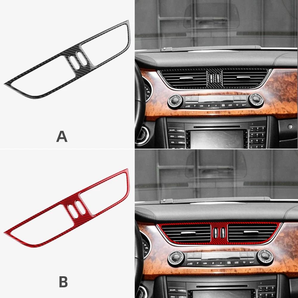 Real Soft Carbon Fiber For Mercedes CLS C219 2004-2010 Car Dashboard Central Control Air Vent Panel Trim Sticker Interior Parts