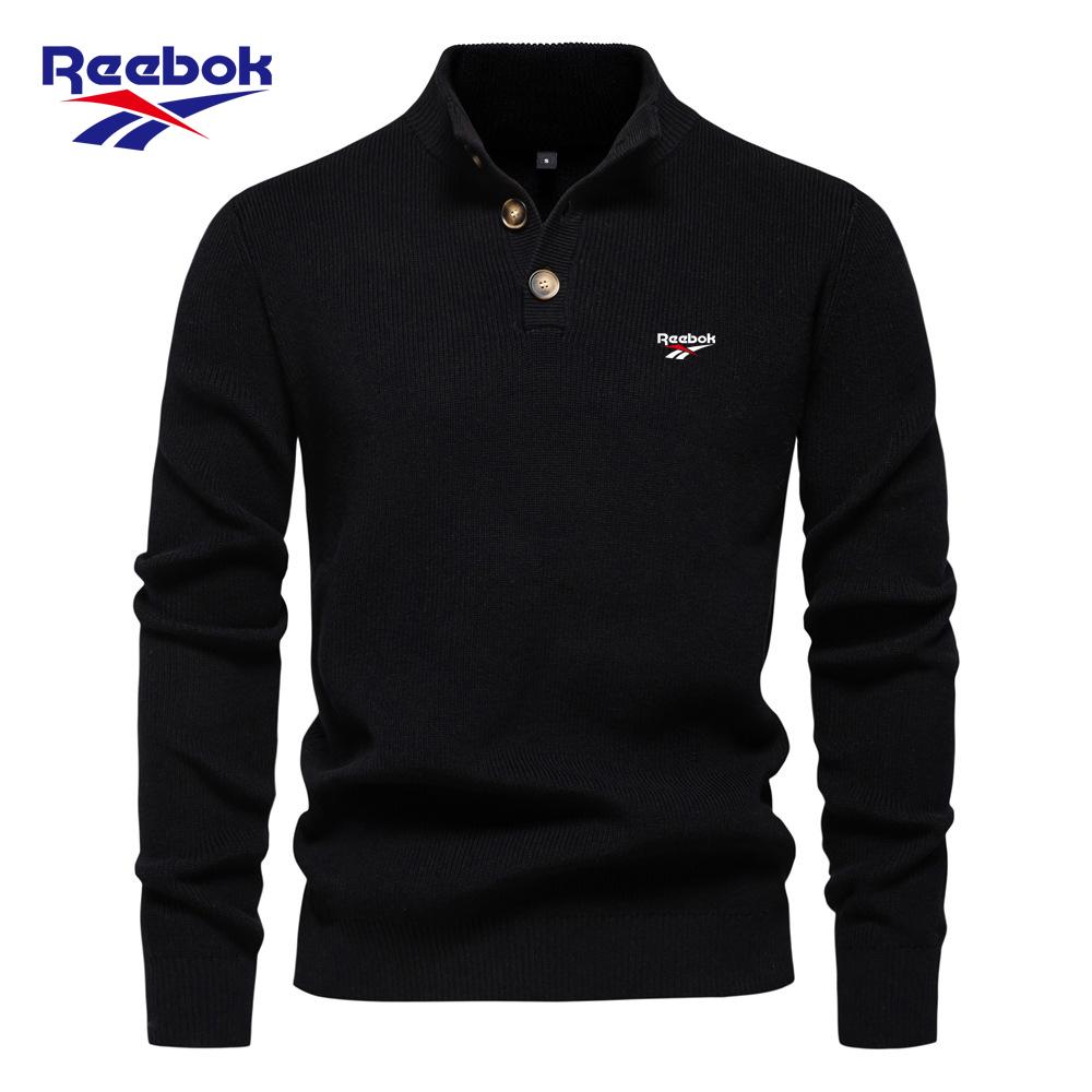 

Reebok 2026 Autumn and Winter New Embroidered Sweater Stand Up Collar Men s High-quality Business Sweater Solid Color Casual Knit Sweater S
