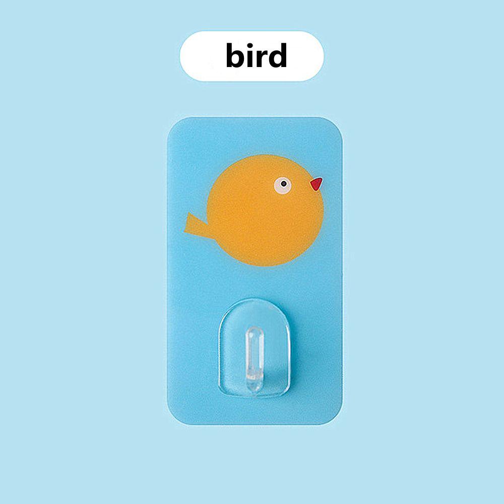 

1PC Cute Stick Hook Free Punching Wall Hanger Adhesive Wall Hook Cartoon Non-Marking bird