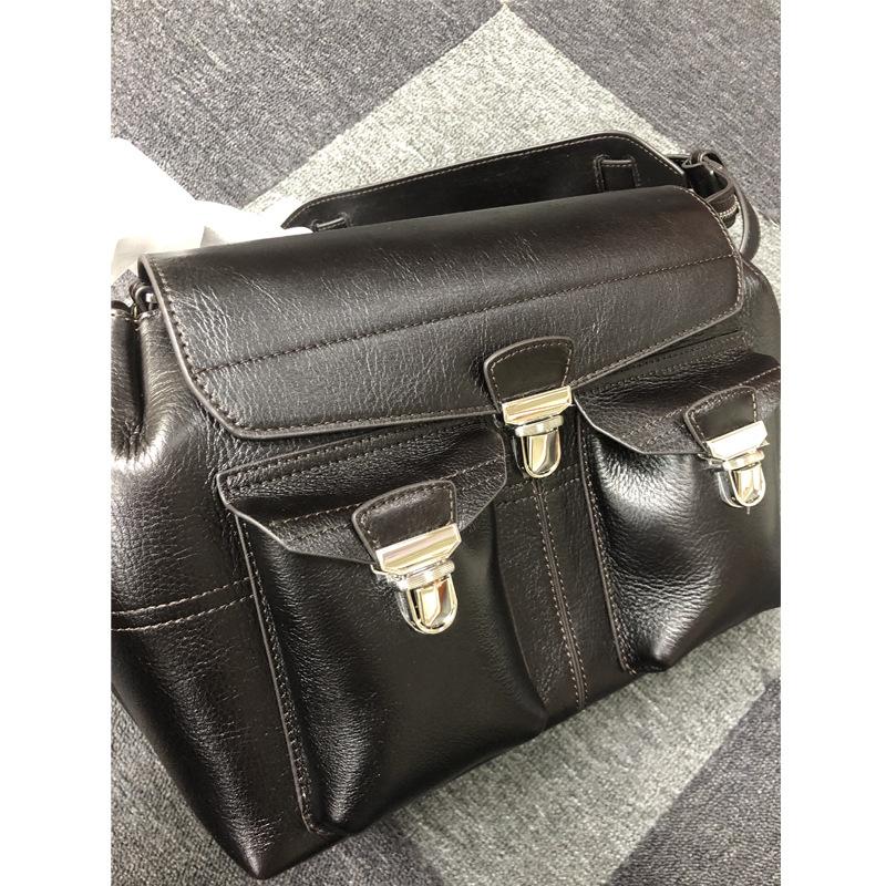 Niche Leather Messenger Bag, Vegetable-tanned Top-grain Leather Motorcycle Bag, Flip-top Workwear Bag, Crossbody Single-shoulder Bag