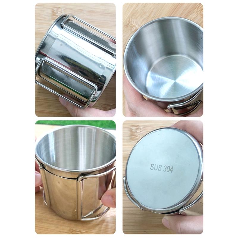 Water Mug Cup with Foldable Handle 220/330/500ml Camping Hiking Mug Beer-Cup