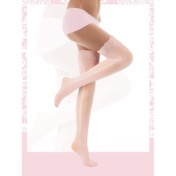 Bencailor 4 Double Pack Shiny over the Knee Stockings Oil Silicone Lace Top Transparent Tights over the Knee Stockings